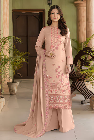 Volume 2749 – 3 Piece Unstitched Airjet Slub Lawn Heavy Embroidered Suit with Organza Lace