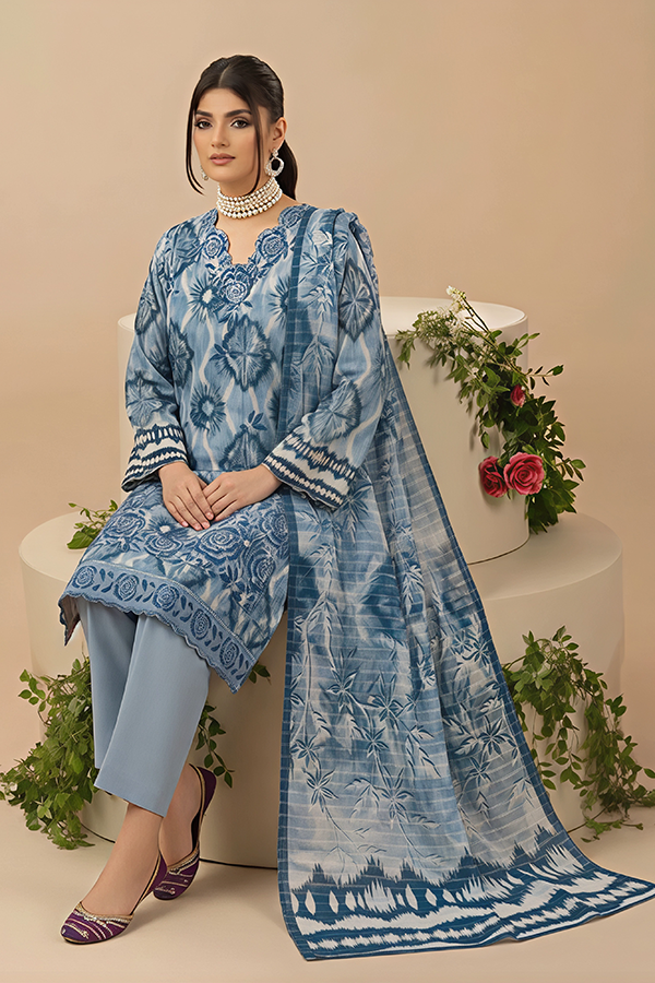Vol 2816 Unstitched 3 Piece Lawn Suit – Embroidered Shirt with Printed Voil Dupatta