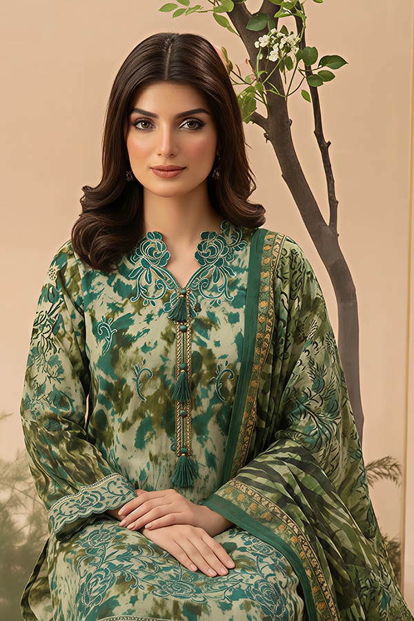 Vol 2816 Unstitched 3 Piece Lawn Suit – Embroidered Shirt with Printed Voil Dupatta