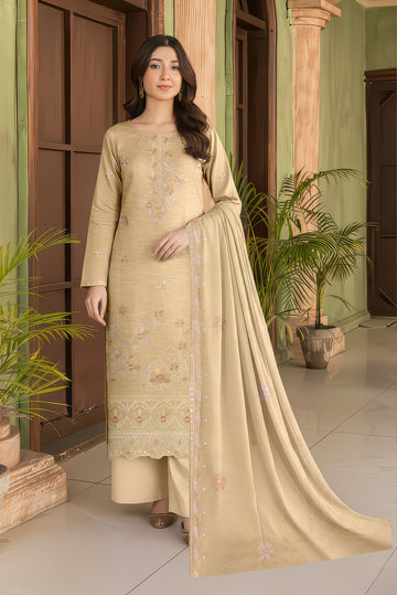Volume 2749 – 3 Piece Unstitched Airjet Slub Lawn Heavy Embroidered Suit with Organza Lace