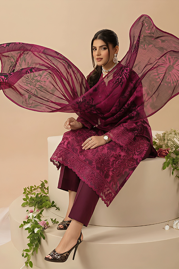 Vol 2816 Unstitched 3 Piece Lawn Suit – Embroidered Shirt with Printed Voil Dupatta