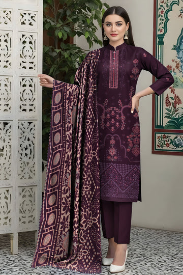 FANOOS PEACH WOOL EMB  Shirt & Dupatta VOL- 2531