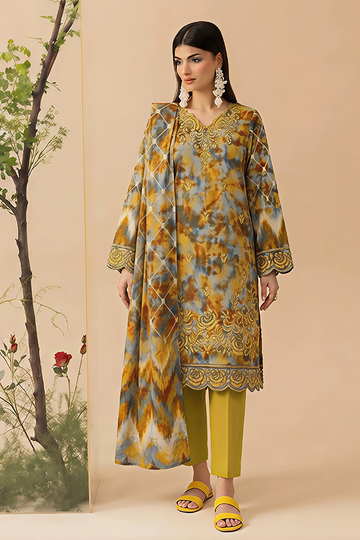 Vol 2816 Unstitched 3 Piece Lawn Suit – Embroidered Shirt with Printed Voil Dupatta