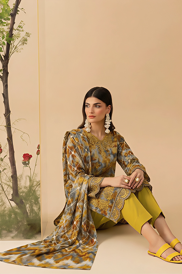 Vol 2816 Unstitched 3 Piece Lawn Suit – Embroidered Shirt with Printed Voil Dupatta