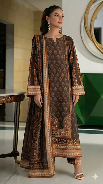 Volume 5001 – 3 Piece Unstitched Airjet Lawn Printed Suit with Voil Dupatta