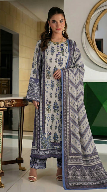 Volume 5001 – 3 Piece Unstitched Airjet Lawn Printed Suit with Voil Dupatta