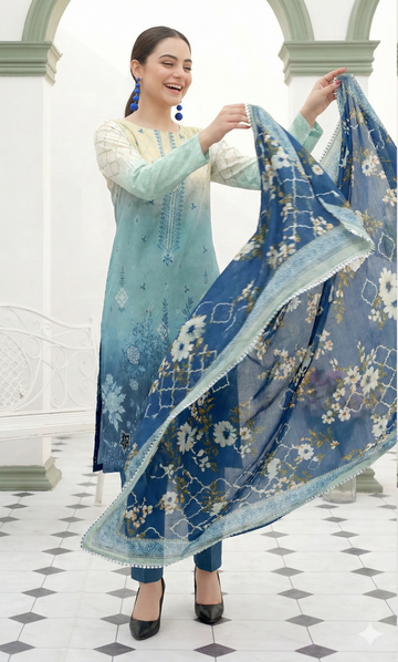 Vol 2663-Peridot Fatima Collection Unstitched Lawn Suit 3 Piece