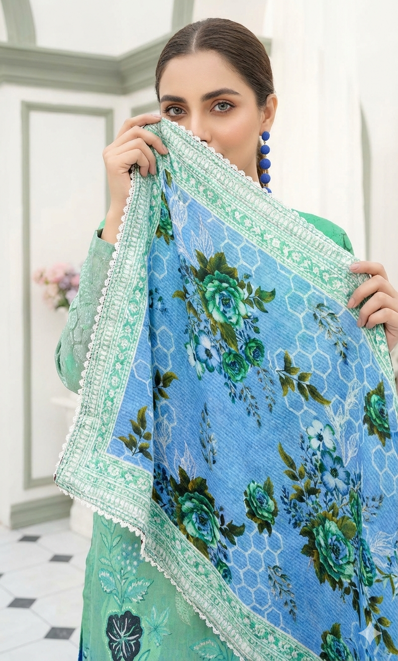 Vol 2663-Peridot Fatima Collection Unstitched Lawn Suit 3 Piece