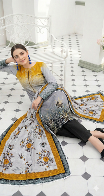 Vol 2663-Peridot Fatima Collection Unstitched Lawn Suit 3 Piece
