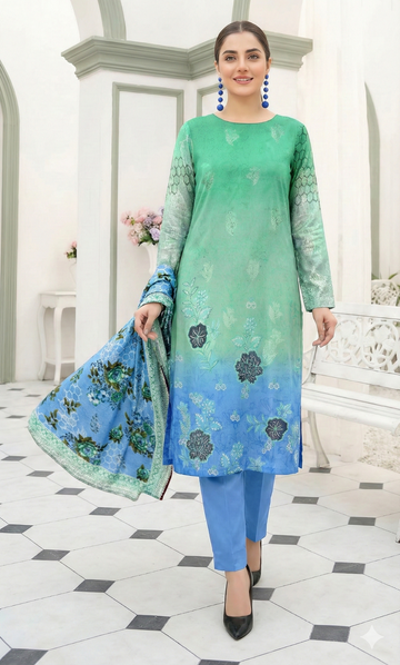 Vol 2663-Peridot Fatima Collection Unstitched Lawn Suit 3 Piece