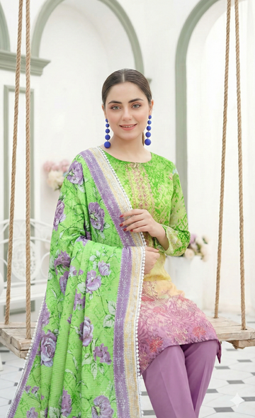 Vol 2663-Peridot Fatima Collection Unstitched Lawn Suit 3 Piece