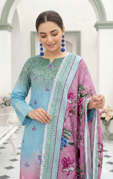 Vol 2663-Peridot Fatima Collection Unstitched Lawn Suit 3 Piece