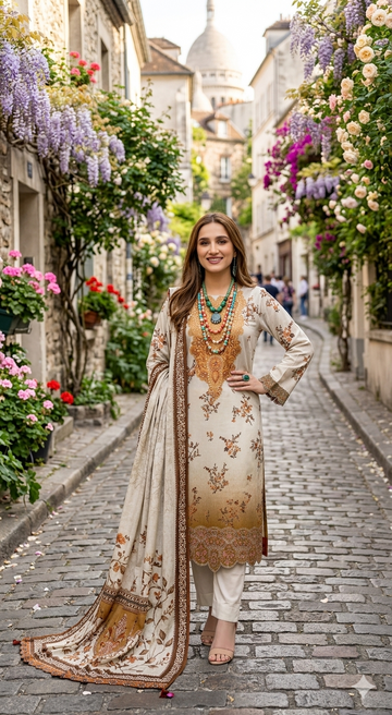 Aaraish Luxury Lawn 3 Piece Unstitched Suit – Volume 2680 | Fatima Collection
