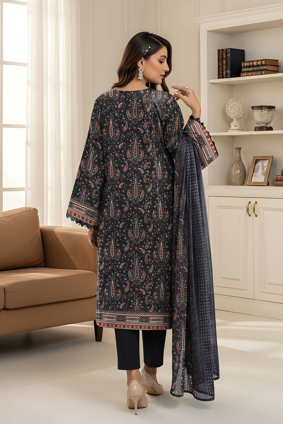 Vol 2758 – 3 Piece Unstitched Slub Lawn Printed Suit with Printed Dupatta