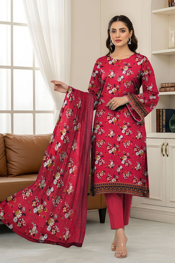 Vol 2758 – 3 Piece Unstitched Slub Lawn Printed Suit with Printed Dupatta
