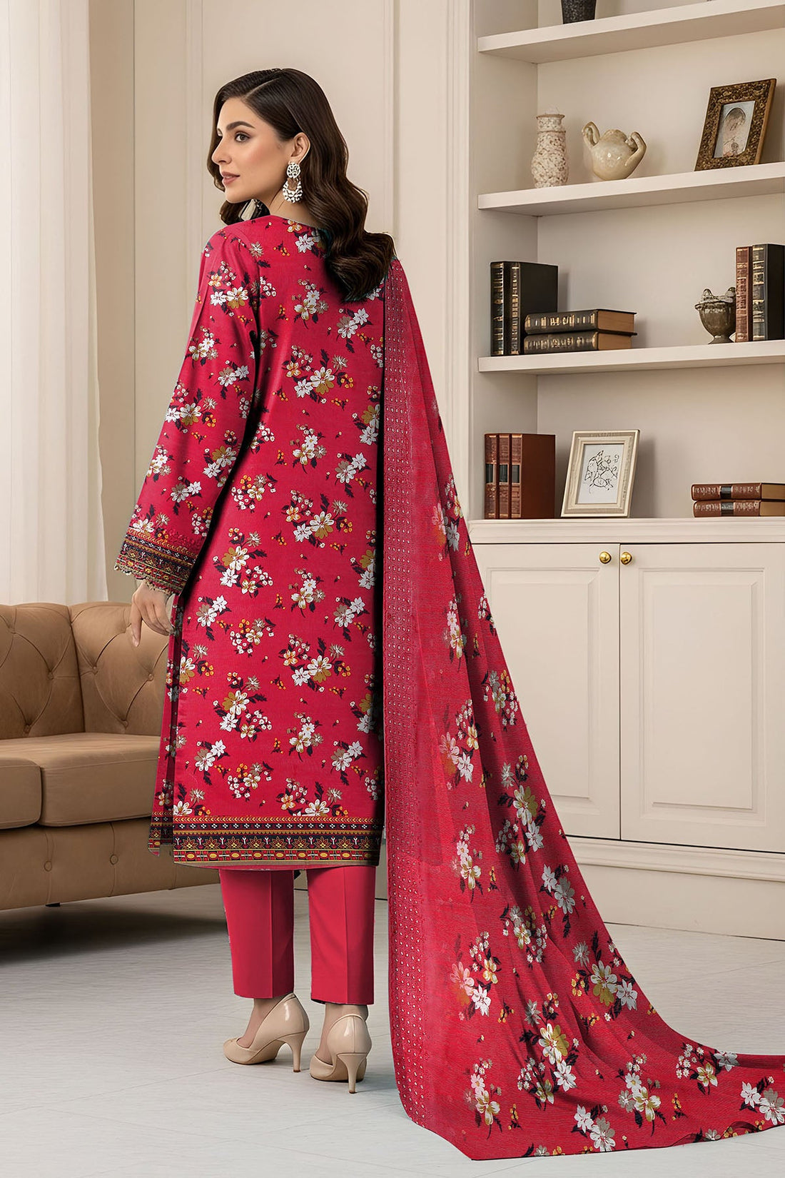 Vol 2758 – 3 Piece Unstitched Slub Lawn Printed Suit with Printed Dupatta