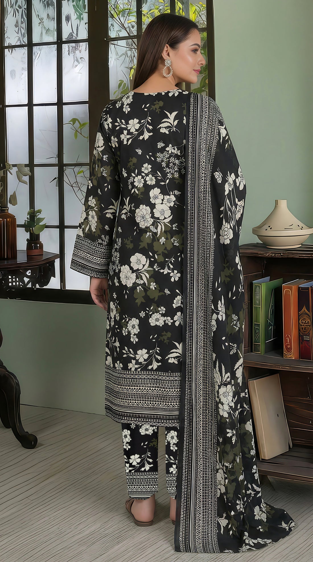 Volume 5000 – 3 Piece Unstitched Luxury Lawn Suit with Embroidered Gala & Daman Patches