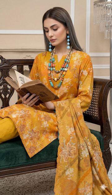 Vol 2662 - Peridot ALMAAS Unstitched Lawn Suit 3 Piece