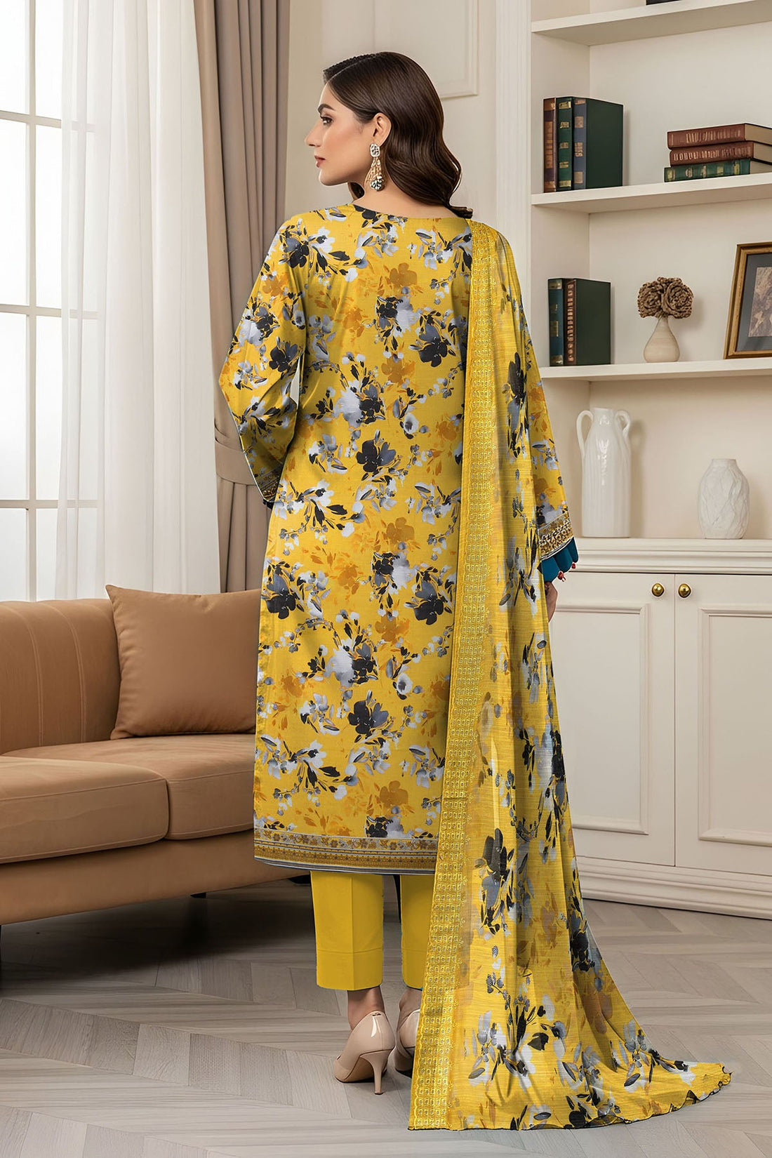 Vol 2758 – 3 Piece Unstitched Slub Lawn Printed Suit with Printed Dupatta