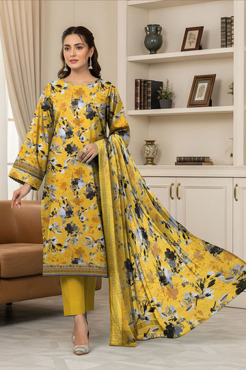 Vol 2758 – 3 Piece Unstitched Slub Lawn Printed Suit with Printed Dupatta