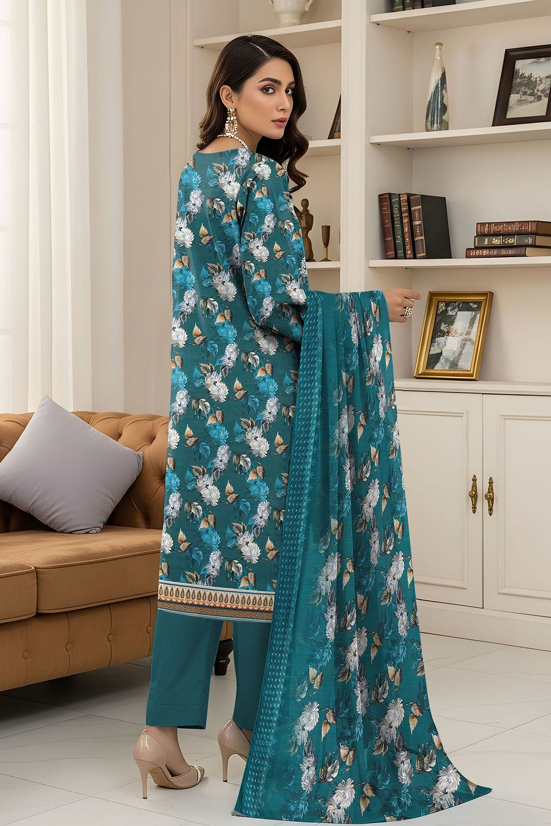 Vol 2758 – 3 Piece Unstitched Slub Lawn Printed Suit with Printed Dupatta