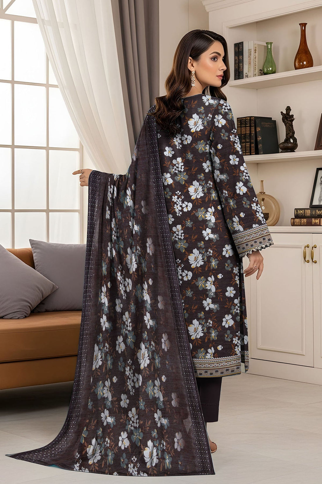 Vol 2758 – 3 Piece Unstitched Slub Lawn Printed Suit with Printed Dupatta