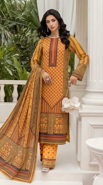 Volume 5001 – 3 Piece Unstitched Airjet Lawn Printed Suit with Voil Dupatta