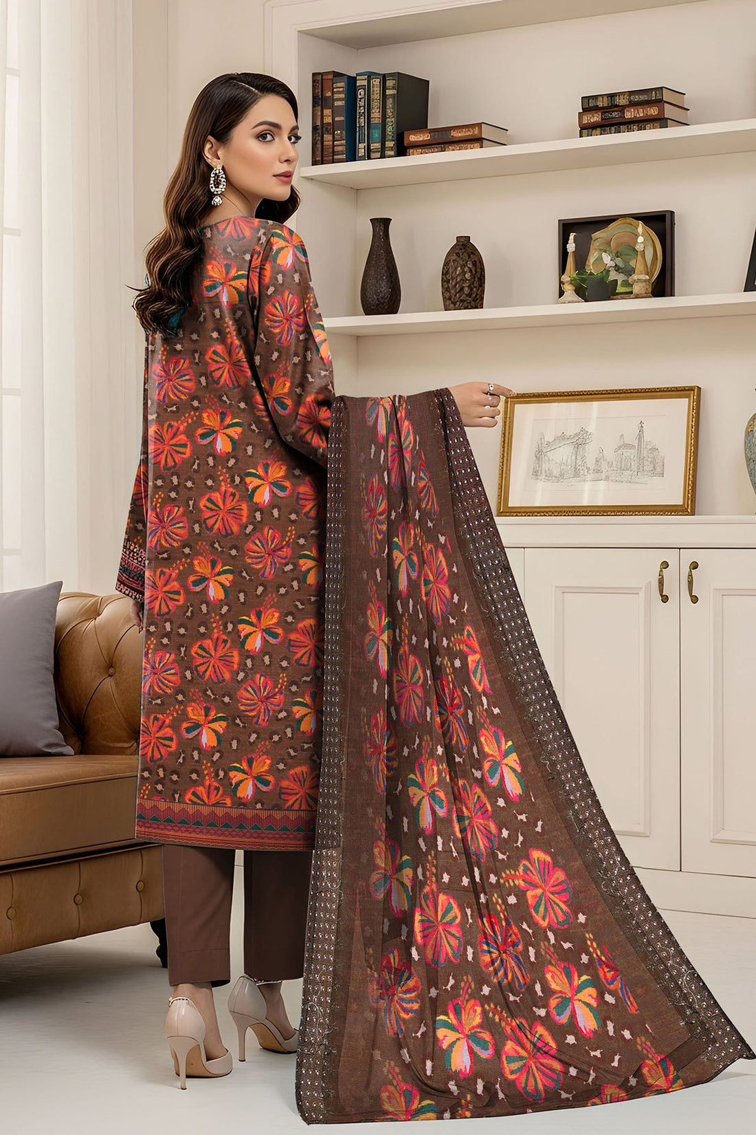 Vol 2758 – 3 Piece Unstitched Slub Lawn Printed Suit with Printed Dupatta