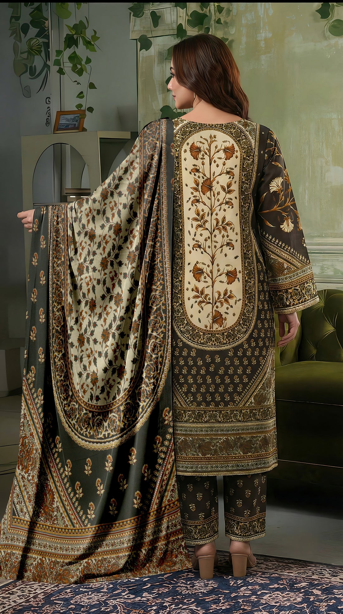 Volume 5000 – 3 Piece Unstitched Luxury Lawn Suit with Embroidered Gala & Daman Patches