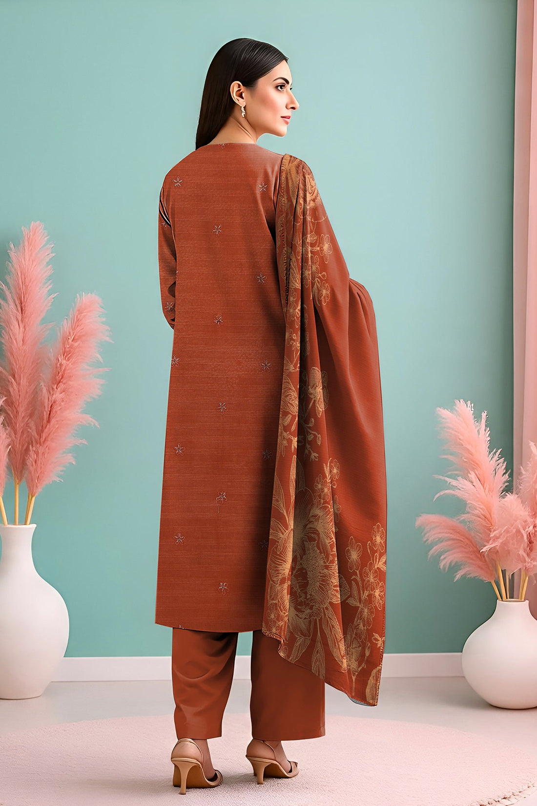 UMANG PEACH WOOL EMB Shirt & Dupatta VOL-2540