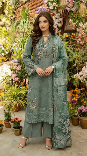Vol 2673 Unstitched Lawn Suit – Printed Shirt with Voil Dupatta